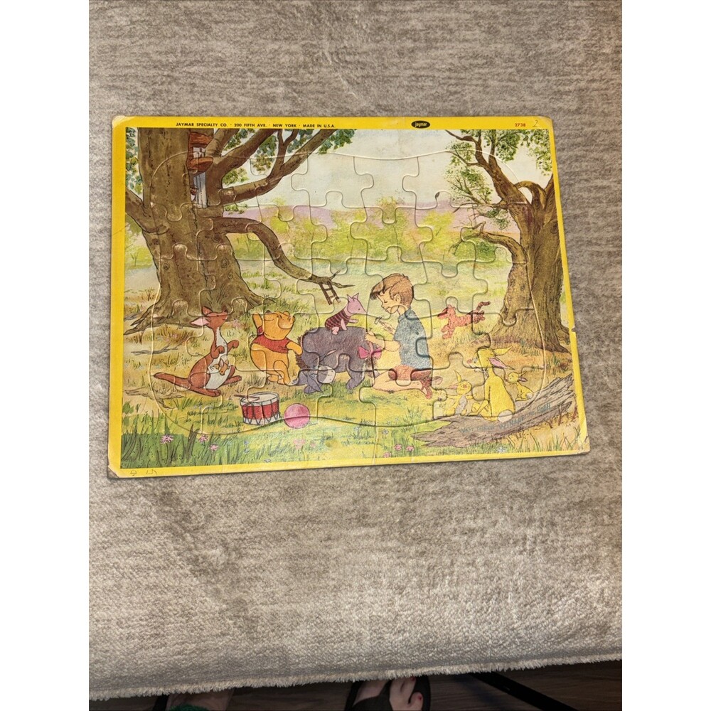Vintage 1964 Disney Winnie The Pooh Frame Tray Puzzle Jaymar 2738 Eeyore Tail